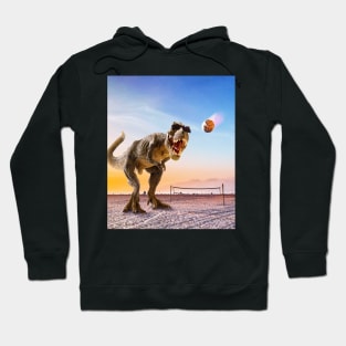 Funny T-Rex Dinosaur Playing Volleyball Hoodie